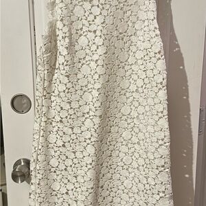 Michael Kors White Floral Lace A-Line Skirt